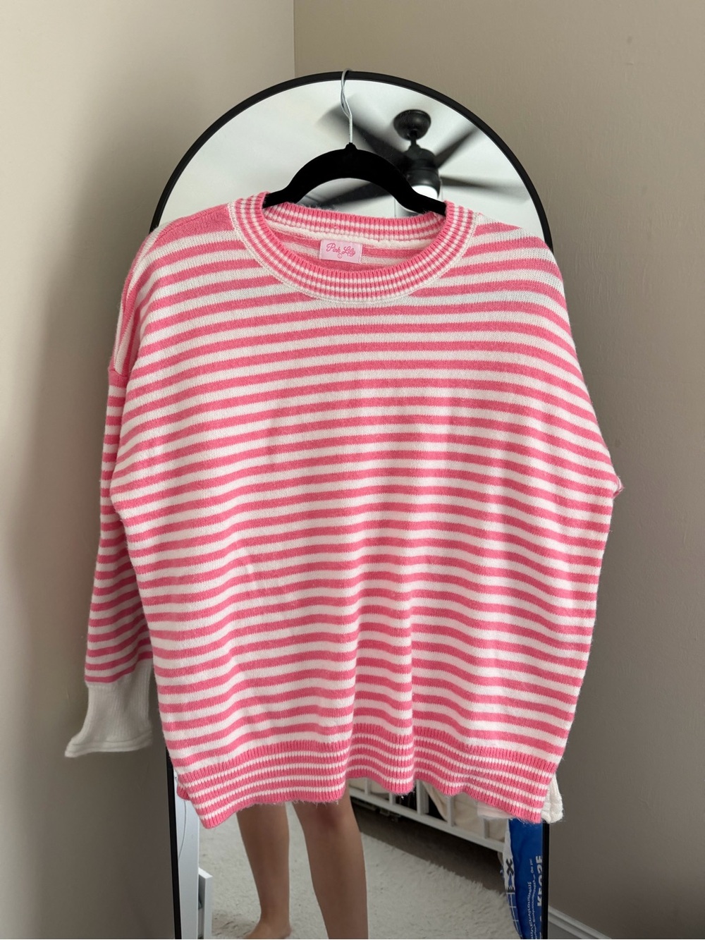 Pink Lilly Pink & White Striped Women's Sweater